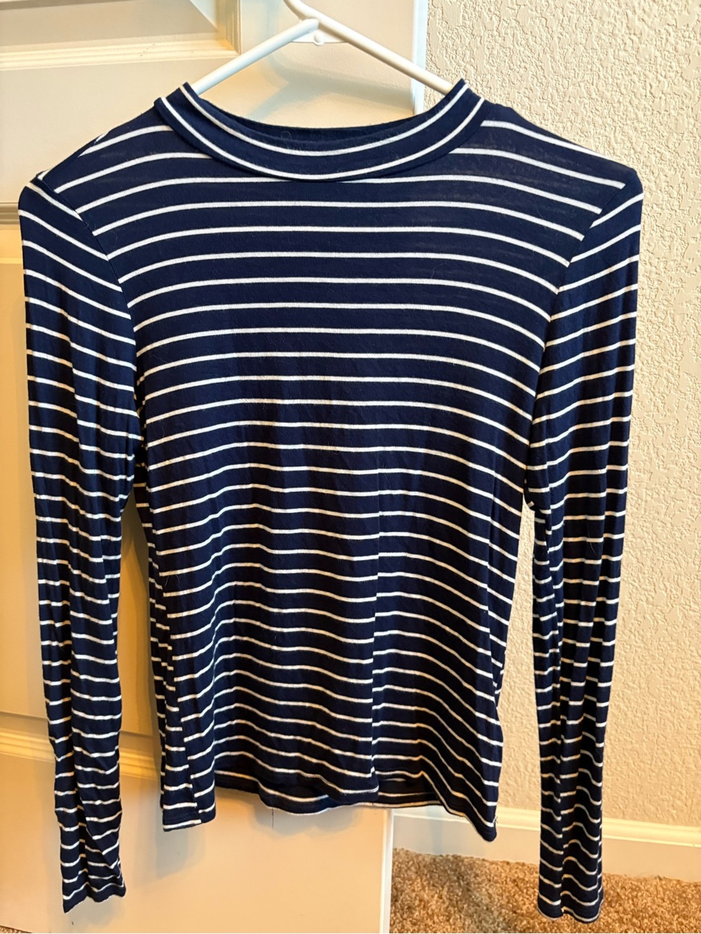 NWOT Navy and White Striped Long Sleeve Top